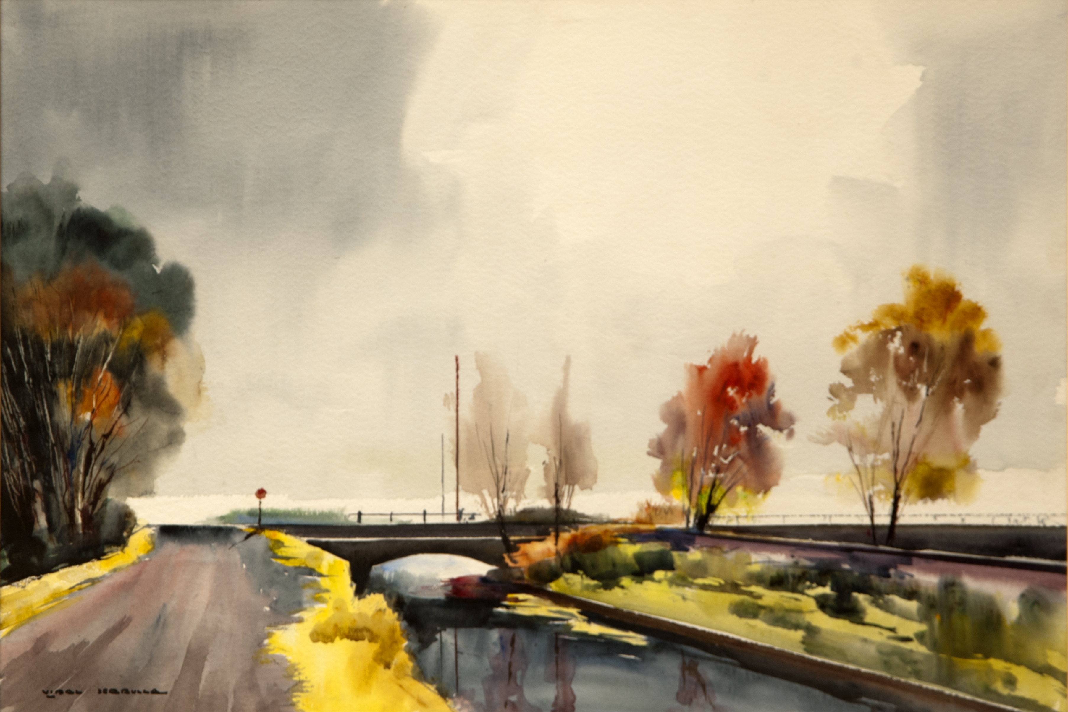 Desembocadura del Riu Sec de Castellón en acuarela